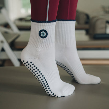 Evil Eye Grip Socks - Navy & Cloud