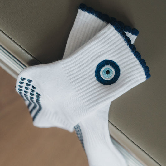 Evil Eye Grip Socks - Navy & Cloud